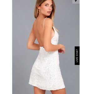 White Backless Sequin Mini Dress
